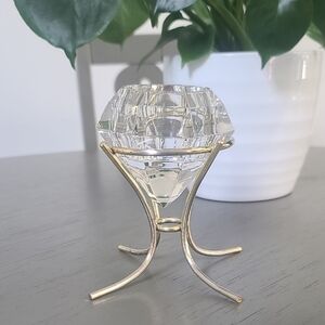 vintage Partylite Bleikristall 24% lead crystal diamond solitaire votive